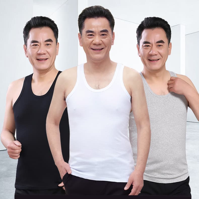 Men's Pure Cotton Tank Top Summer Thin Plus Size Extra Large Men Middle-Aged Elderly Fat Man Loose Sport Hurdle Sweatshirt