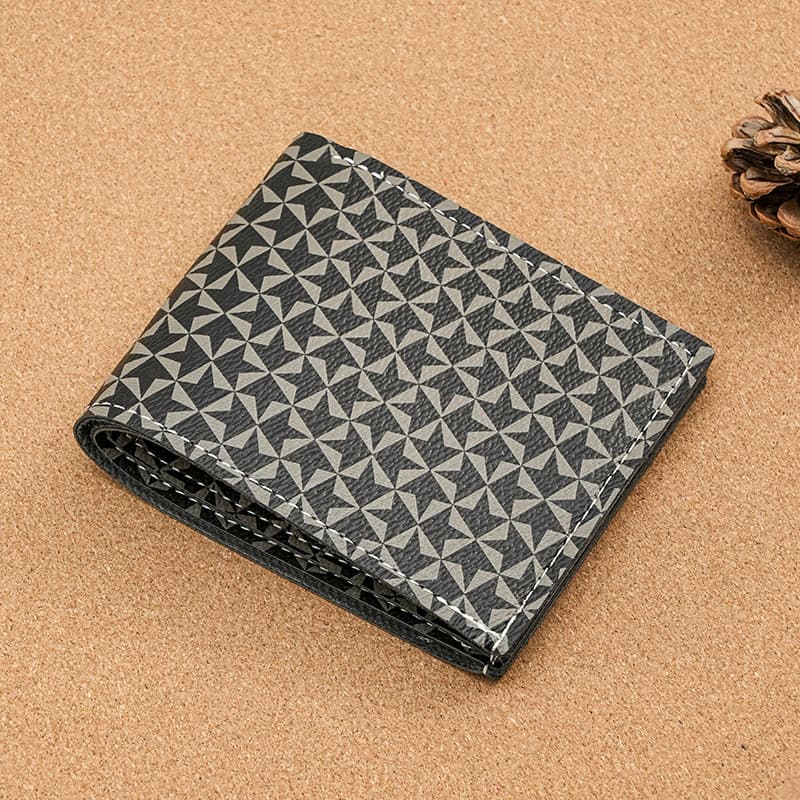 Men's Wallet All-in-One Card Holder, Short Leather Wallet, Plaid Multi-Card Slot Vintage Wallet Man