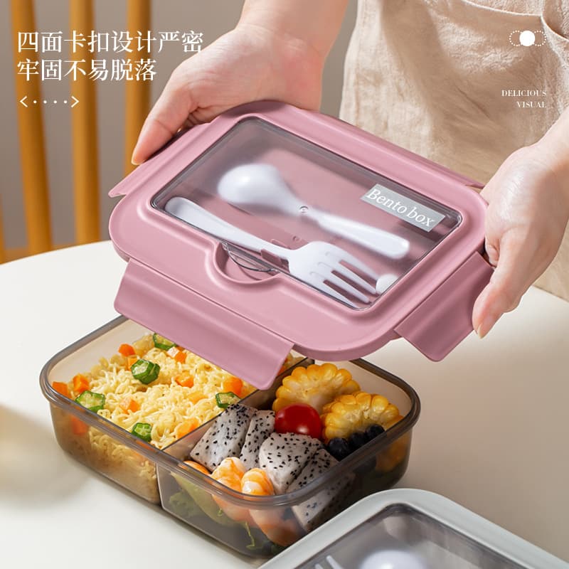Student lunch box, food-grade microwaveable compartmented lunch box, office worker’s portable tableware, fresh-keeping and sealed lunch box