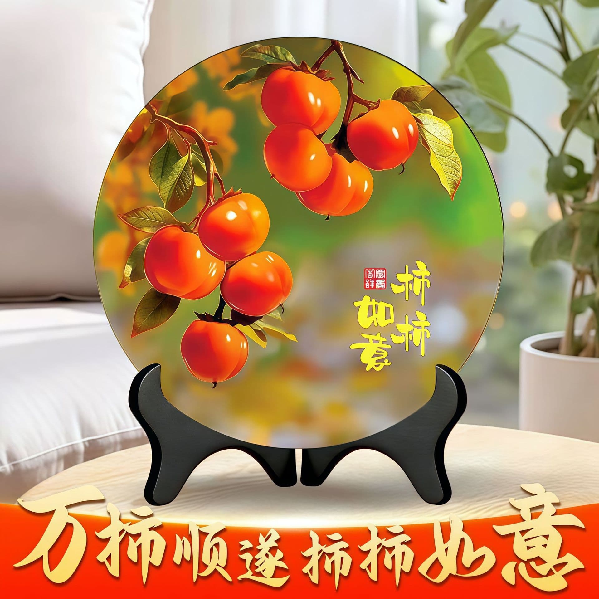Factory Stock "Everything Goes Well" Decor, Wealth from All Directions Attracting Fortune Small Display Stand, Living Room Decoration for New Home Move-in Wholesale Drop Shipping