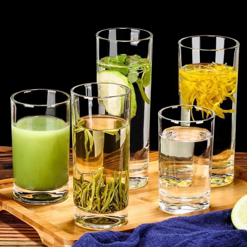 Home Use Thickened Glass Cup Transparent Milk Juice Round Beer Cup Straight Body Cold Drink Cup Living Room Tea Cup Water Cup