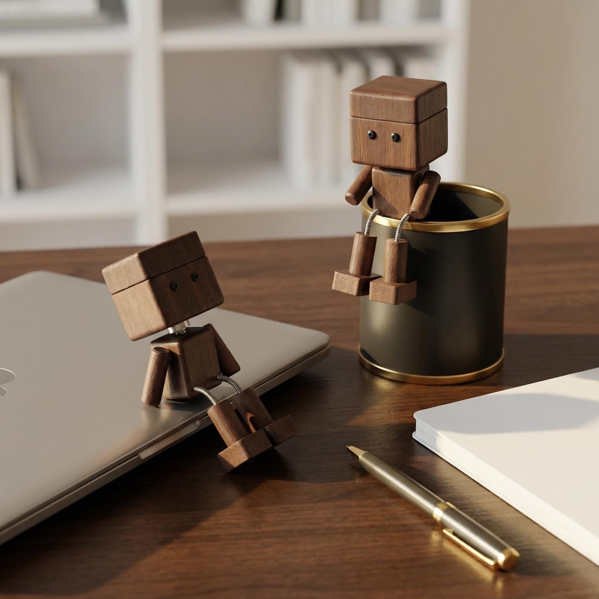 Wooden leg-shaking little wooden creative robot mechanical car aromatherapy cute leg-shaking little man gift ornament toy
