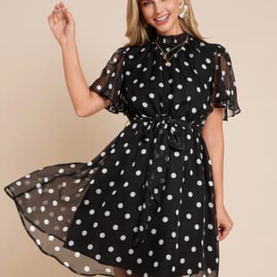 2026 Amazon Shein European & American French Style Age-Defying Mesh Dress, Summer New Elegant Polka Dot