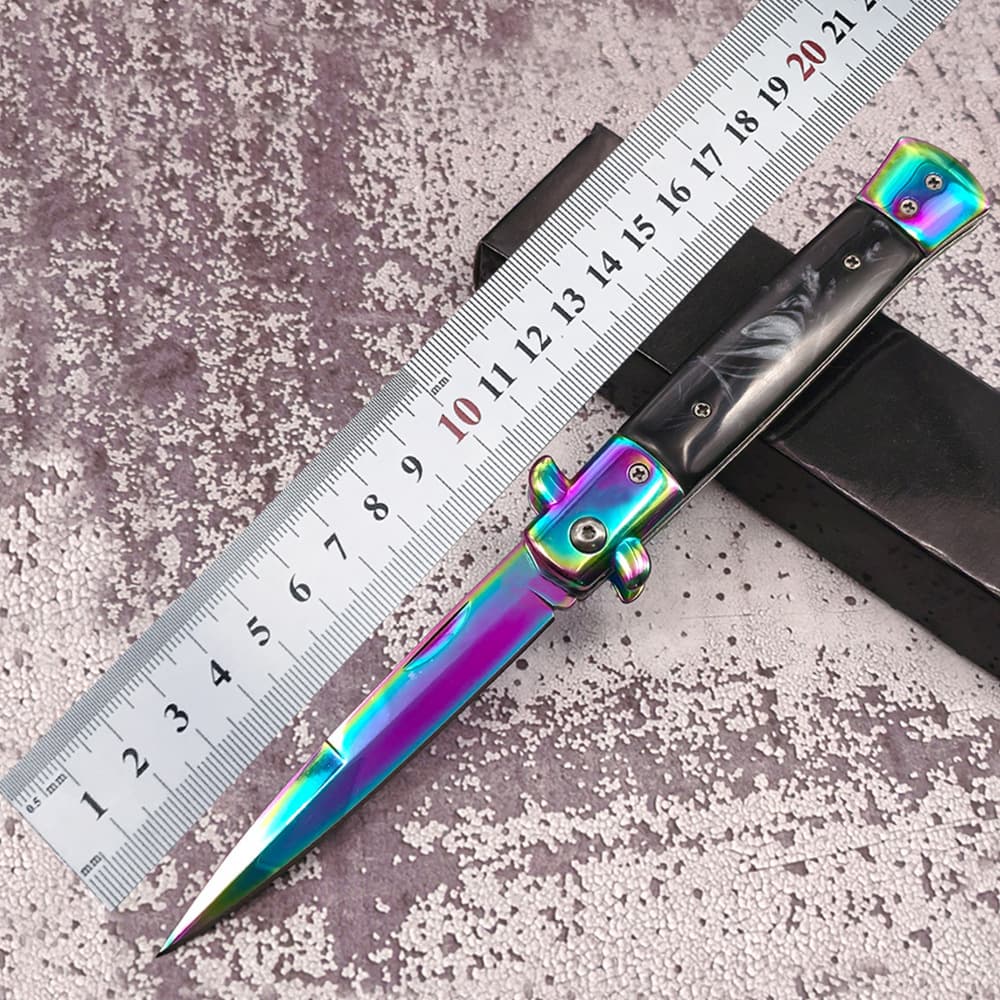 Outdoor Folding Knife Resin Handle Field Survival Fruit Knife Black Hand Party Portable Home Use Stainless Steel Blade