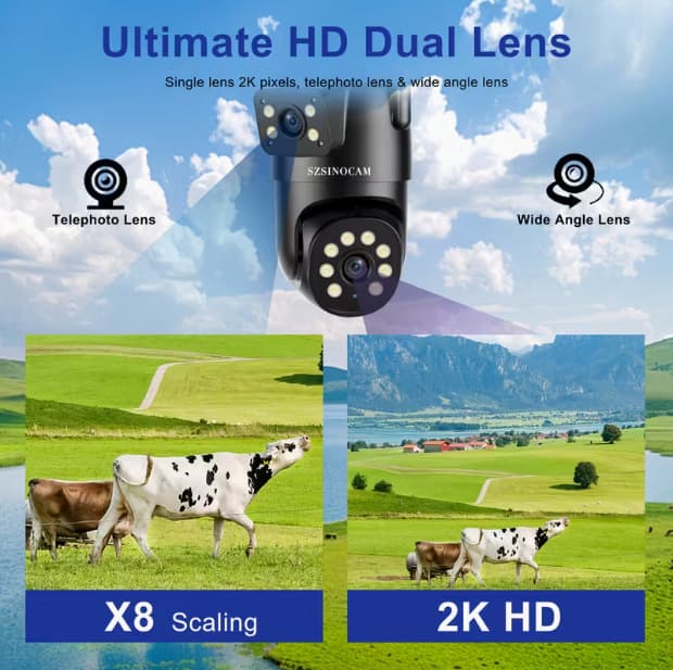 8x Zoom CCTV Camera, 5G/2.4GHz Wi-Fi Smart Security Camera, Bluetooth Connection.