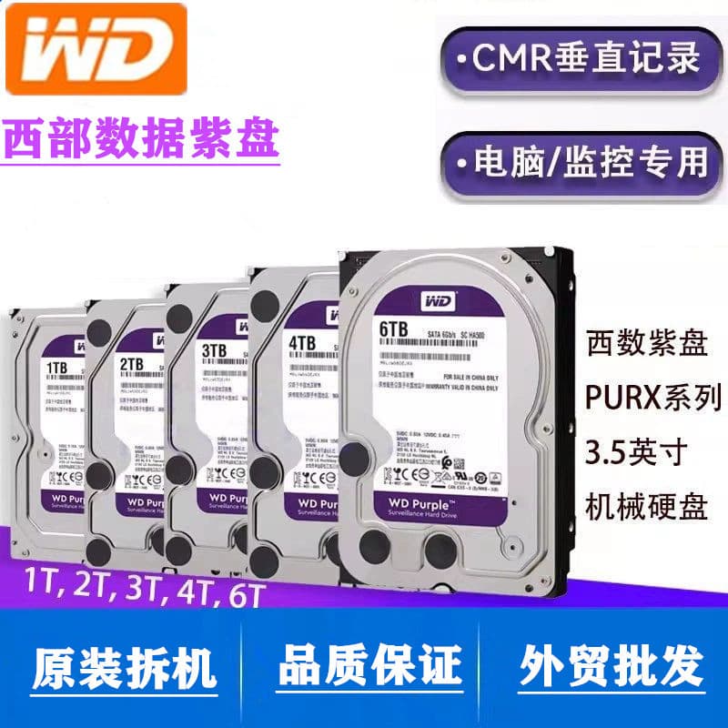 WD 1TB 2TB 4TB 6TB 8TB 10TB Desktop Mechanical Hard Drive Purple 3.5-inch SATA Surveillance HDD