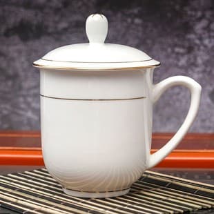 Factory Custom Bone China Office Lid Cup Tea Cup Ceramic Cup Hotel Business Tea Cup Printed Logo