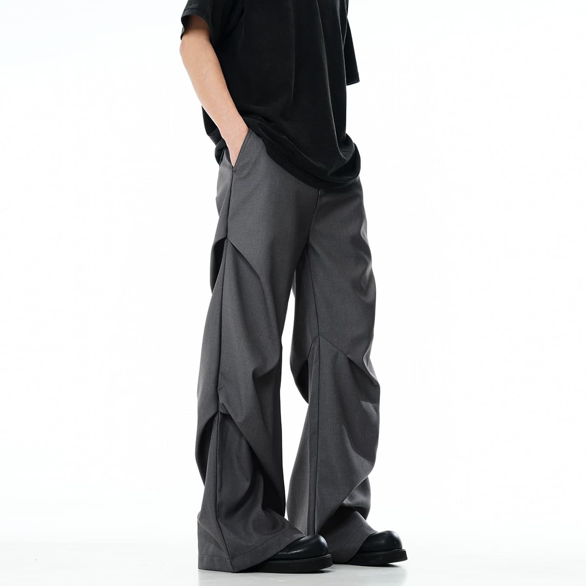 American Retro Grey Suit Pants Loose Straight Leg Men Women Casual Trousers Youth Popular Long Pants mid Waist Zipper Opening