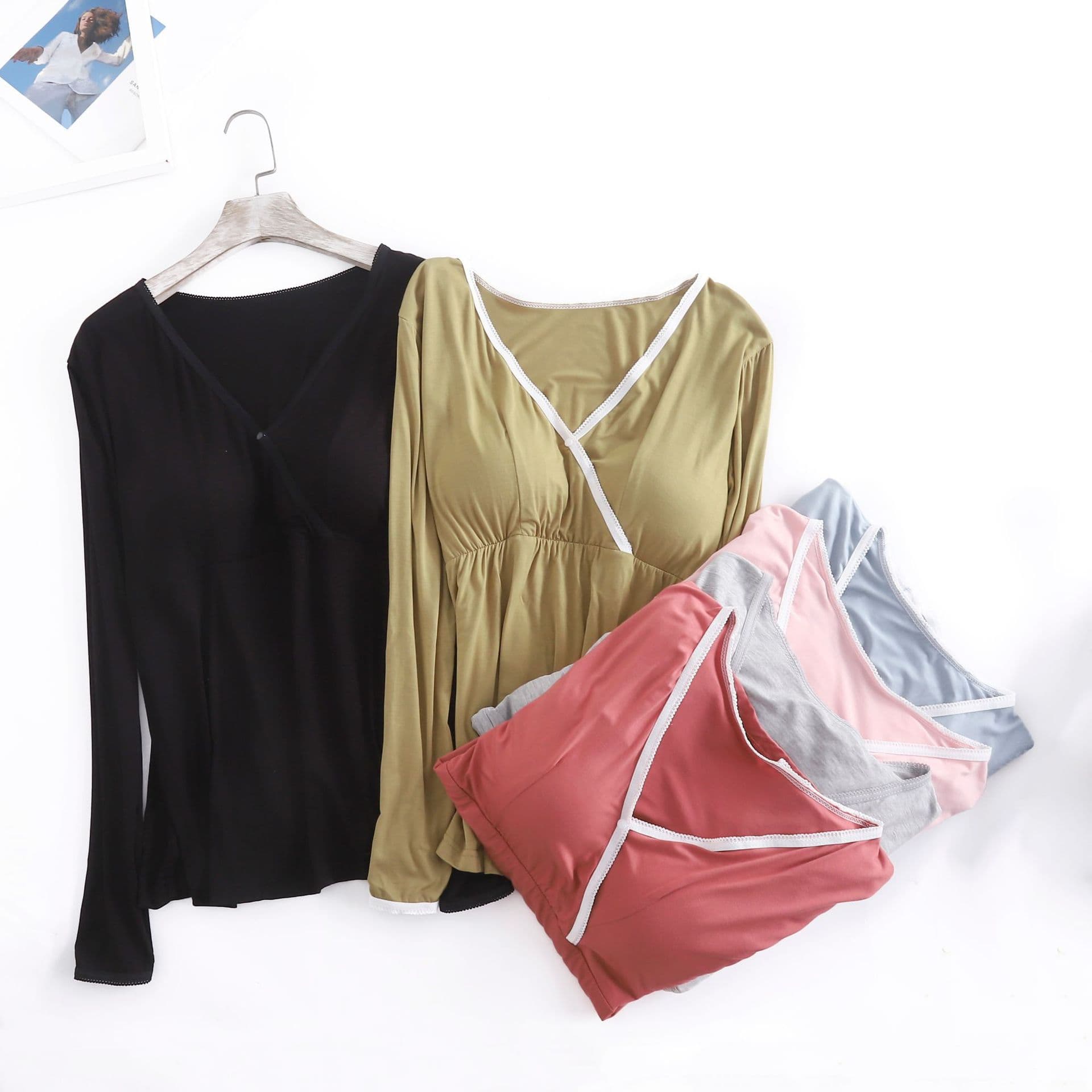 Summer Thin Modal Maternity Long Sleeve T-Shirt Outgoing Feeding Top Mother Breastfeeding Clothes Nursing Shirt Maternity Wear