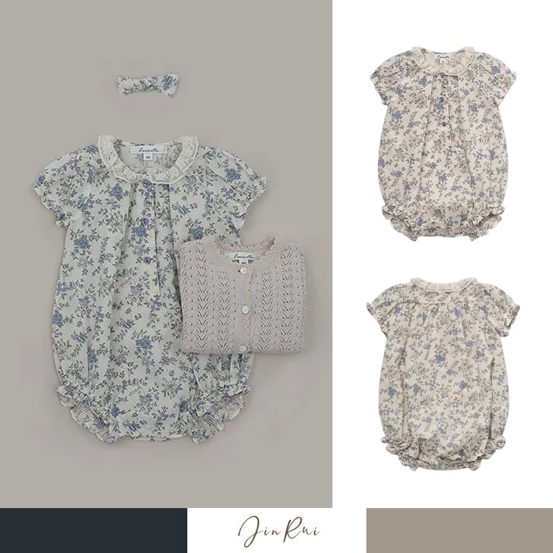 Jinrui 2026 spring and summer LOU same style trendy lace collar blue floral short-sleeved triangle romper