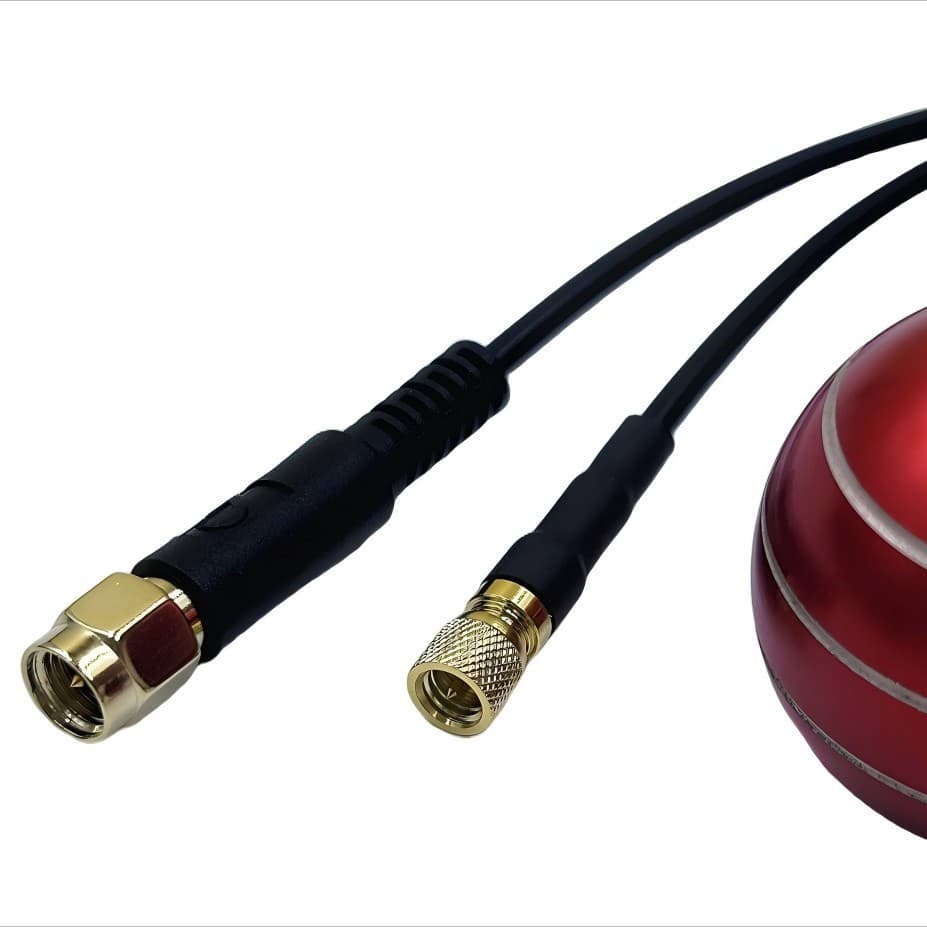 M5 male connector pressure sensor cable connected to SMA male ultrasonic probe cable