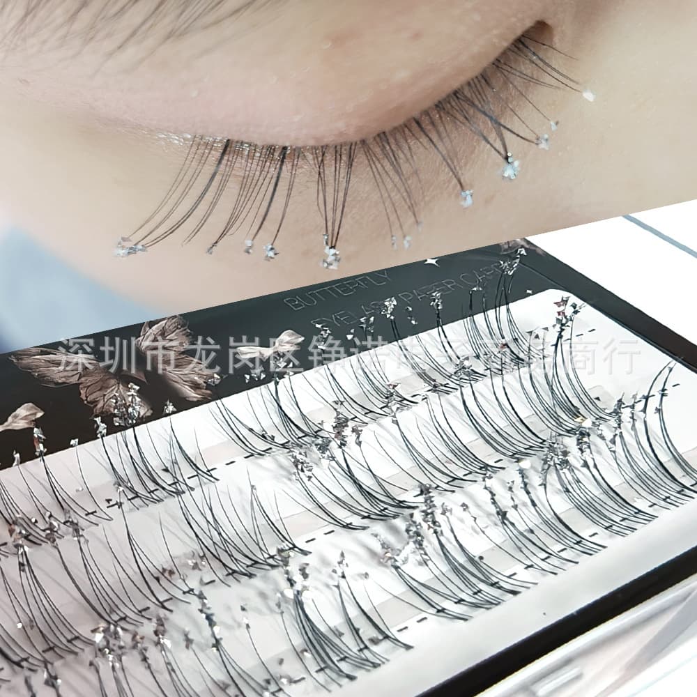 No-Glue Bling Rhinestone Segment Lashes Natural Hairline Single Cluster Starlight Camera-Ready Stage Lashes
