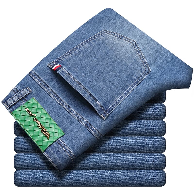 Chiamania Jeans Men's Slim-Fit Stretch Small Foot High-End Trendy Brand Stretch Summer Thin Washed Long Pants