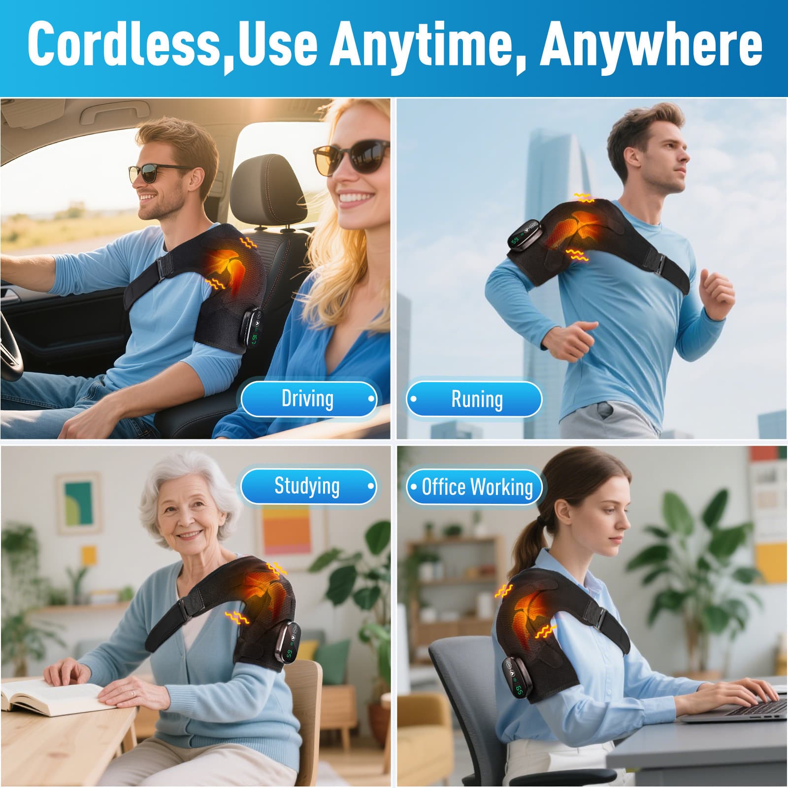 Electric Heating Shoulder Wrap for Relieving Frozen Shoulder and Shoulder Pain, Heat Therapy for Warmth and Sleep, Vibration Massage Heating Shoulder Wrap