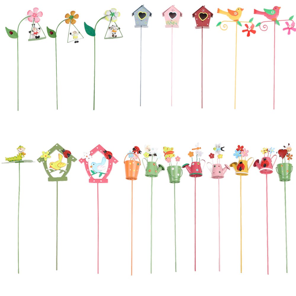 Cross-border Metal Flower Insert Decoration Micro Landscape Garden Cuttings Small Accessories Garden Potted Flower Pot Plug-in