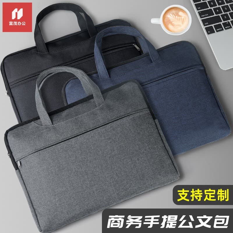Men's briefcase, business document bag, government file case, handbag for women, canvas A4 civil servant computer bag customization