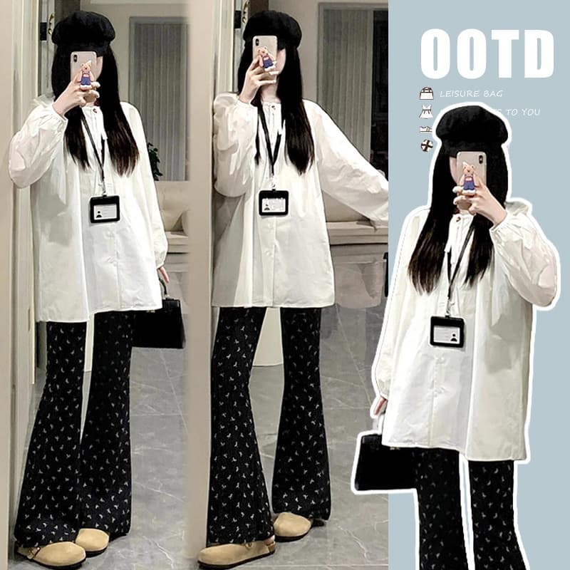 Maternity Spring Set 2025 Early Spring New Plus Size Loose Round Neck Shirt Premium Look Casual Two-Piece Set