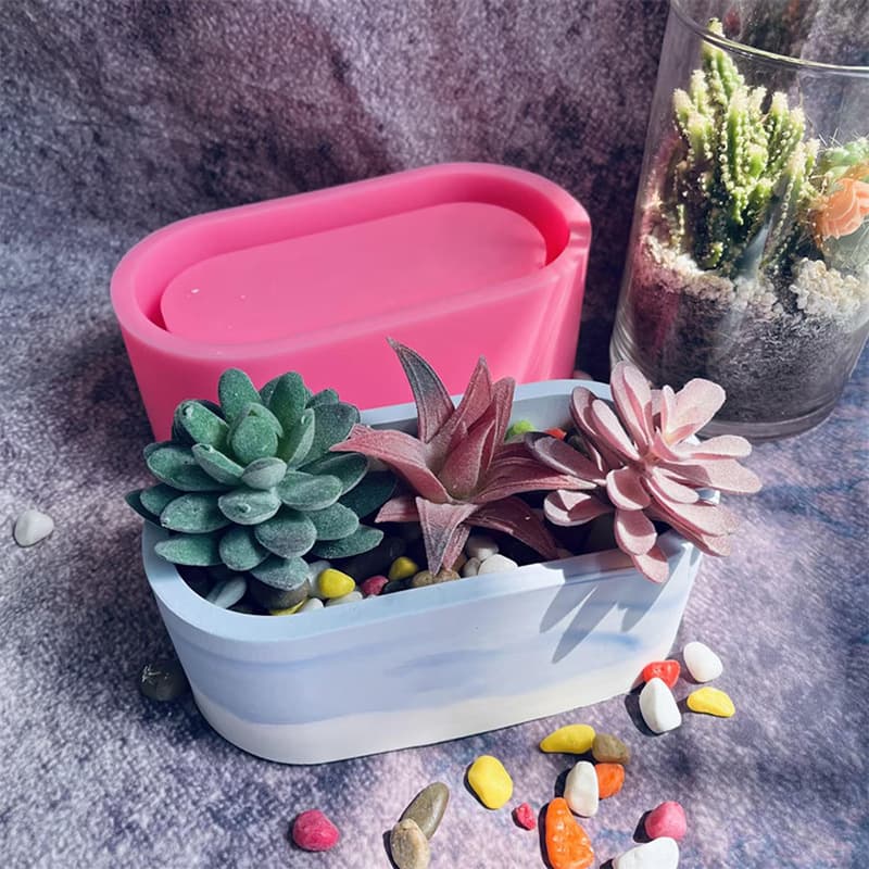 Giant Oval Flower Pot Silicone Mold DIY Handmade Epoxy Resin Concrete Cement Jesmonite
