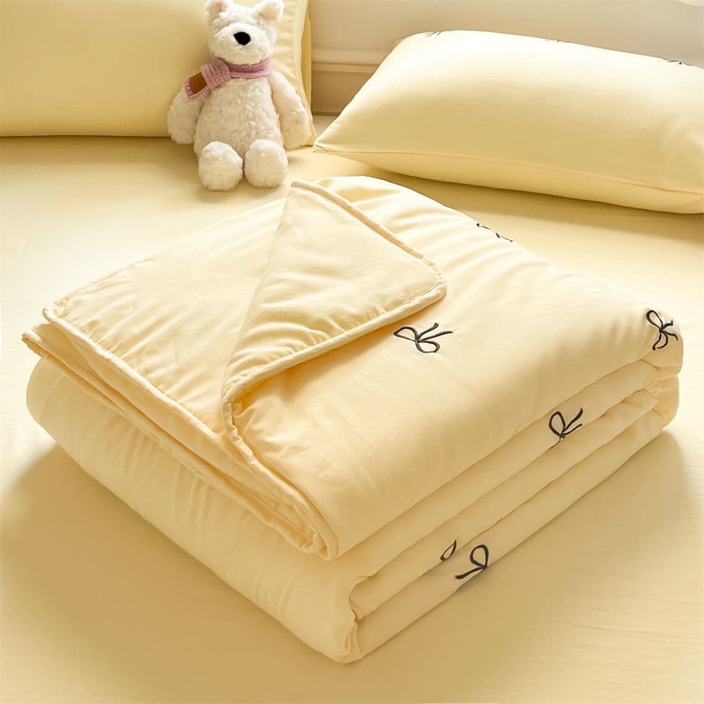 Air-Conditioning-Style Quilt Four-Piece Set, Fresh Washed Cotton Summer Quilt Three-Piece Set, Non-Summer Thin Quilt, Summer Cooling Quilt 4