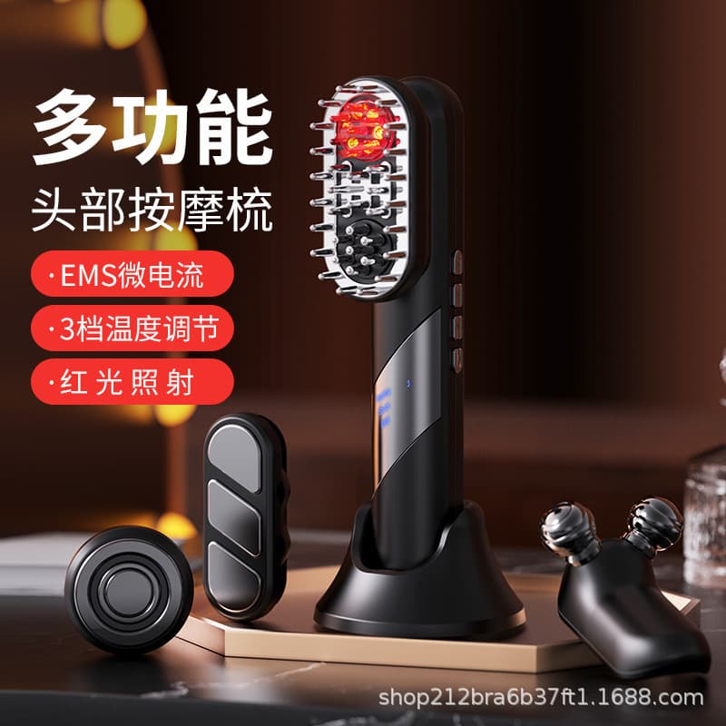 4-in-1 Hair Comb Red Light EMS Massage Comb Anti-Hair Loss Scalp Care Hair Growth Comb with Liquid Guide Cross-Border
