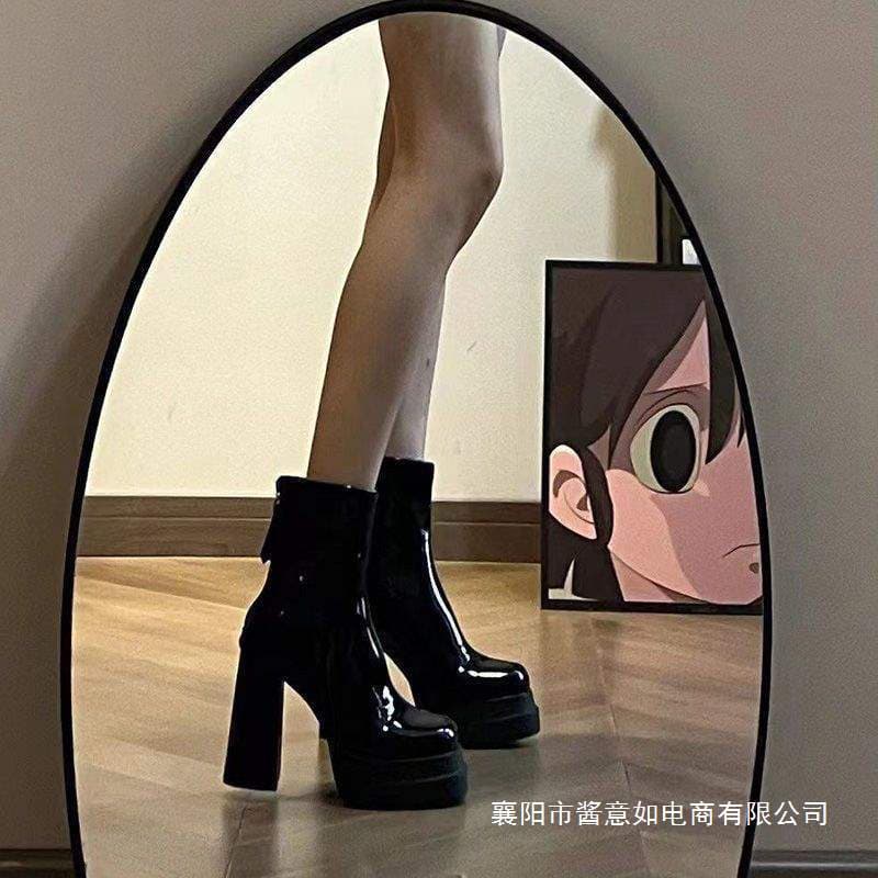 High Heel Black Slim Ankle Boots Women 2025 New Fall Winter Chunky Heel Chelsea Martin Boots