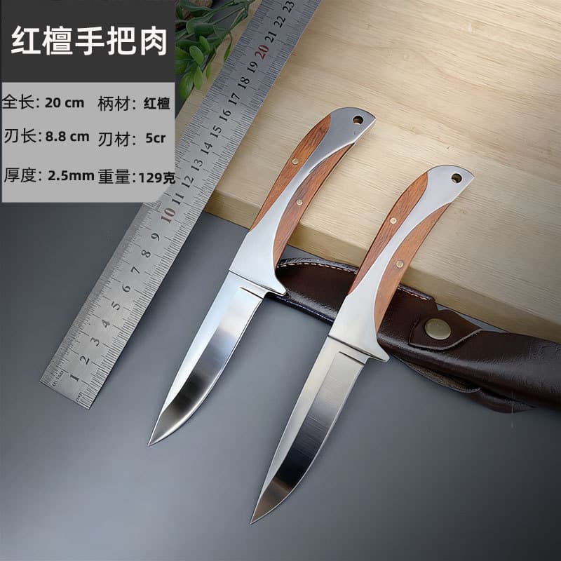 New Straight Knife Outdoor Knife Handmade Knife Tactical Knife Multi-Functional Outdoor Survival Outdoor Wooden Handle High Hardness Sharp Knife