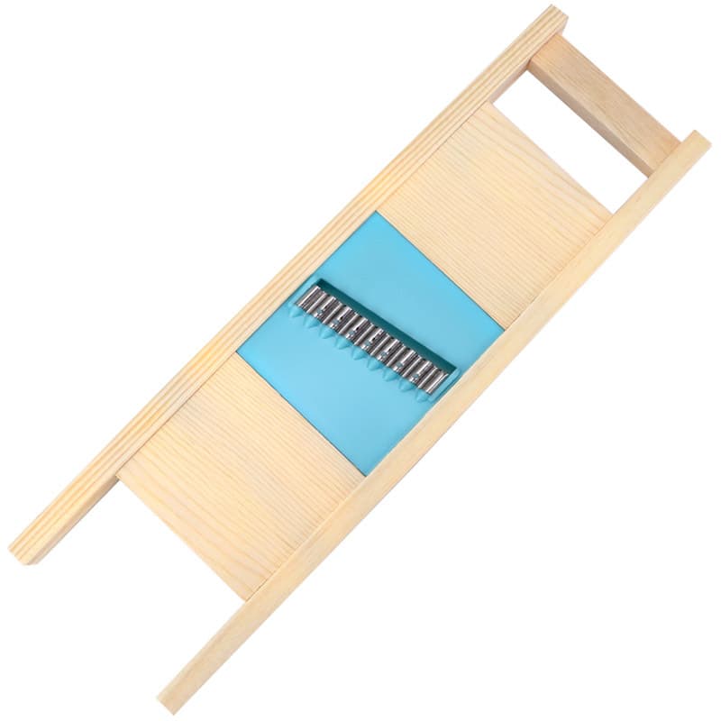 Spicy Mix Net-Shaped Potato Slicer Wooden Holder Stainless Steel Potato Grid Cutter Vegetable Slicer for Home Use