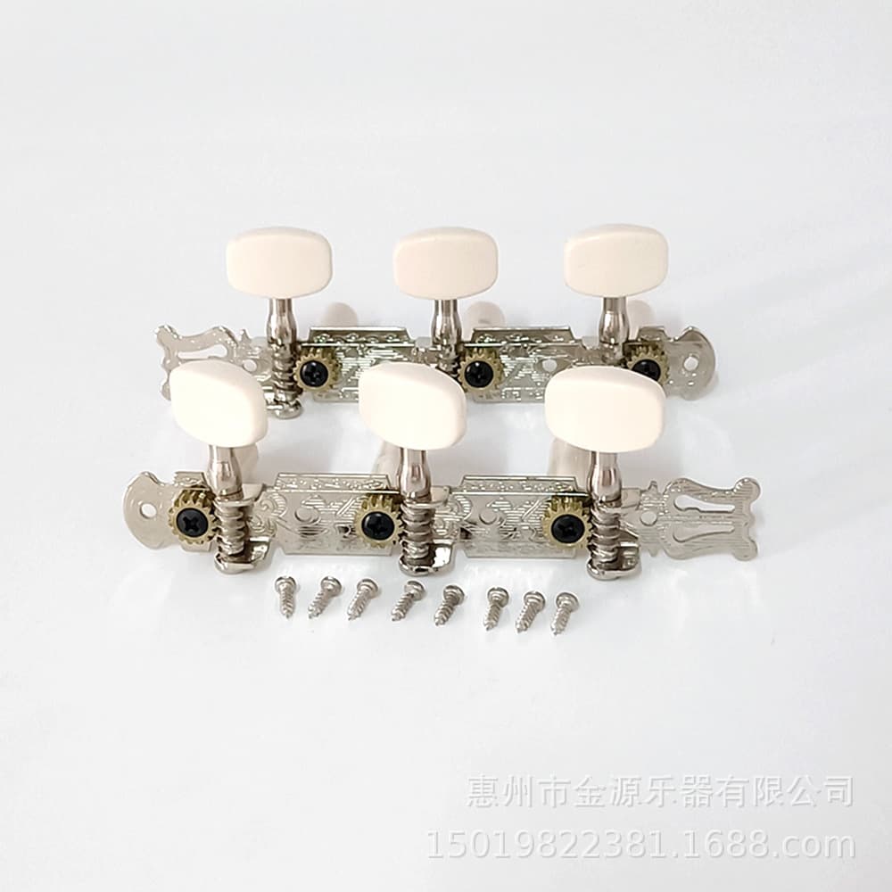 Folk acoustic guitar 3-piece round-headed steel column tuners, accurate short triple white plastic columns, accurate three-position strings