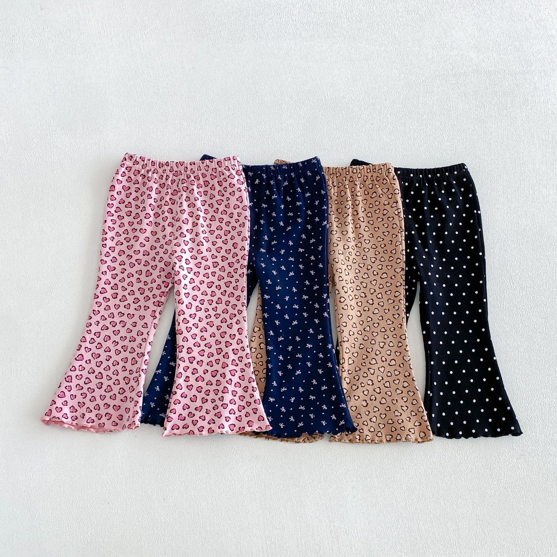 Girls leopard print bell bottoms 2026 new autumn baby fashion polka dot pants children's knitted pants zqk6142