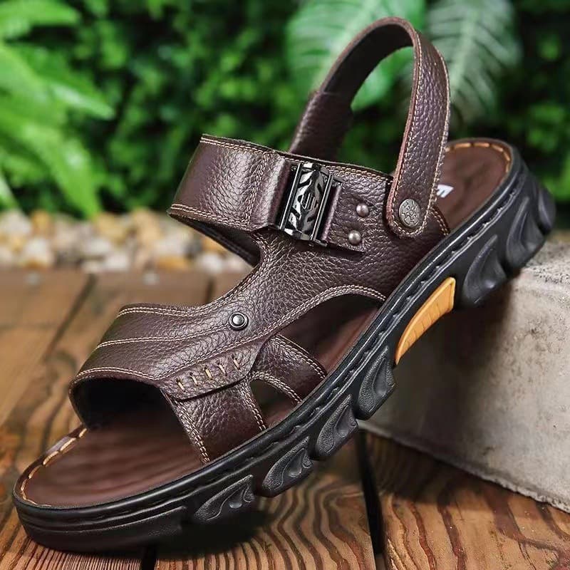 Men's Sandals Factory Direct Summer New PU Beach Shoes Dual-Purpose Breathable Sandals Cross-Border Export Slippers for Men