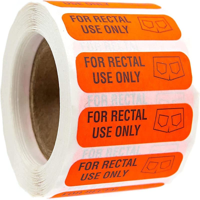 500 labels Rectal use 0.375" x 1.5" dedicated permanent adhesive prank label stickers