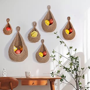 Cross-Border Wall-Hanging Vegetable Storage Fruit Basket, Bird's Nest Wall Hanging Water Drop Net, Handwoven Cotton Rope Wall Hanging