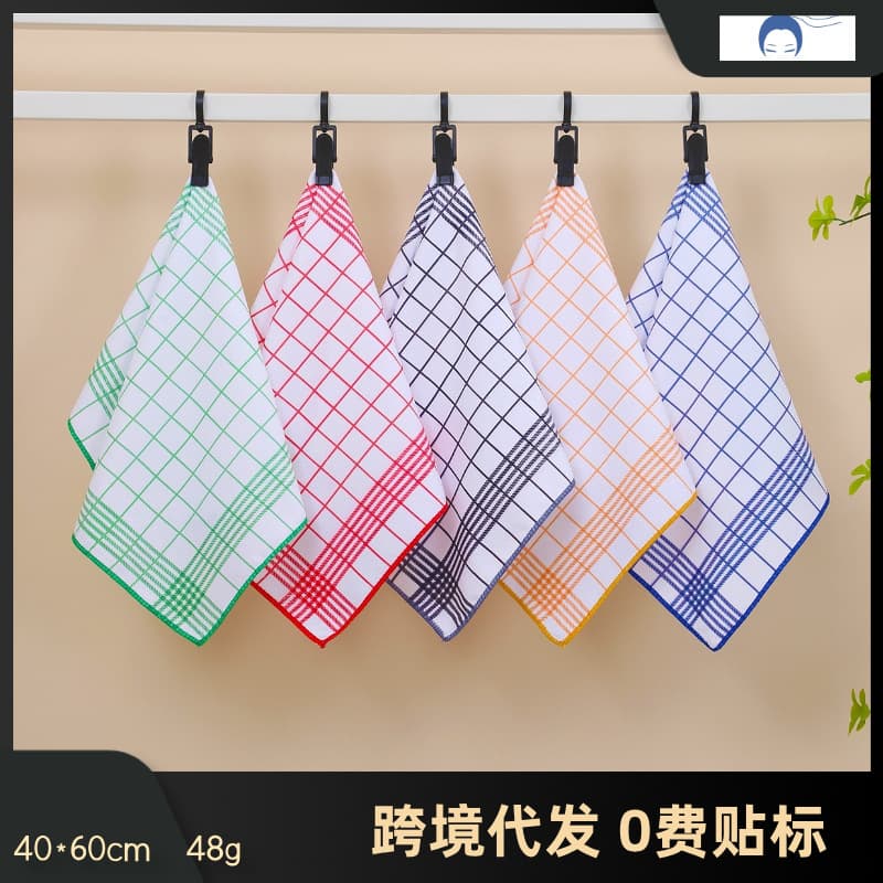 ✅ Cross-border dropshipping European-style red and blue checkered napkins, INS style cotton placemat fabric, kitchen towels