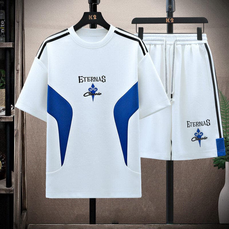 Fashionable Personality Short-Sleeve T-Shirt Set: Plus-Size Men's Cool Casual Sportswear Two-Piece Summer Outfit