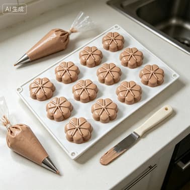 New 12-Cavity French 6-Petal Flower Cake Mousse Dessert Silicone Mold Small Pumpkin Shape Panna Cotta Candle Mold