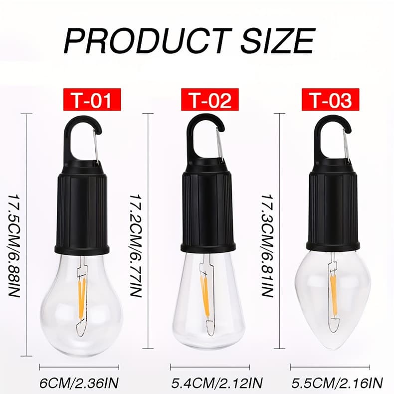 Cross-border led outdoor camping light retro lighting bulb portable spherical rechargeable tungsten light tent camping light