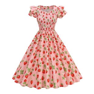 European and American Export 2026 Summer Women's Fashion Puff Sleeve Cinched Waist Princess Dress Slim Fit Elegant Dress