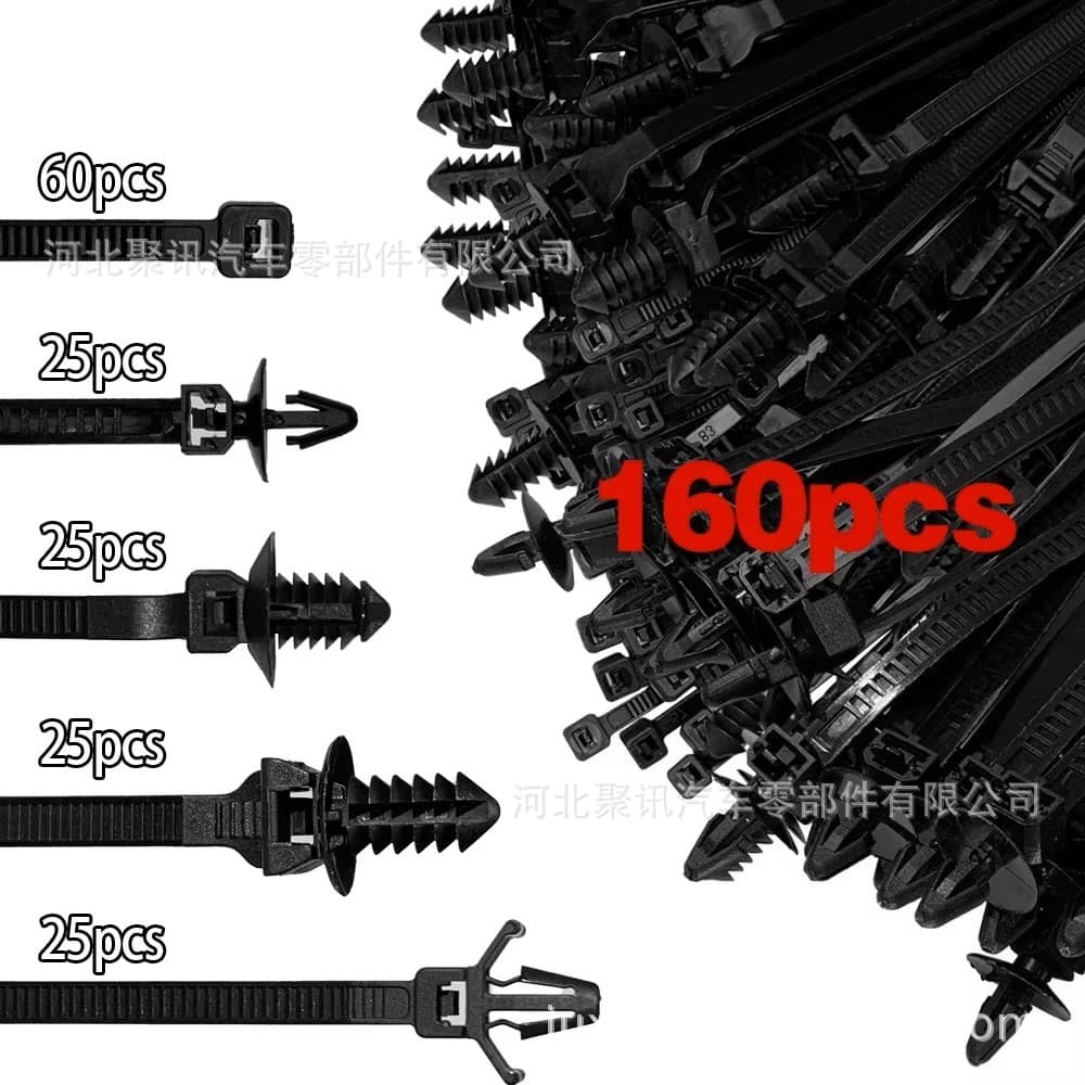 160/110/45/10PCS Automotive Wiring Harness Fastener Nylon Cable Belt Automotive Clamp Automotive Corrugated Pipe Electrical