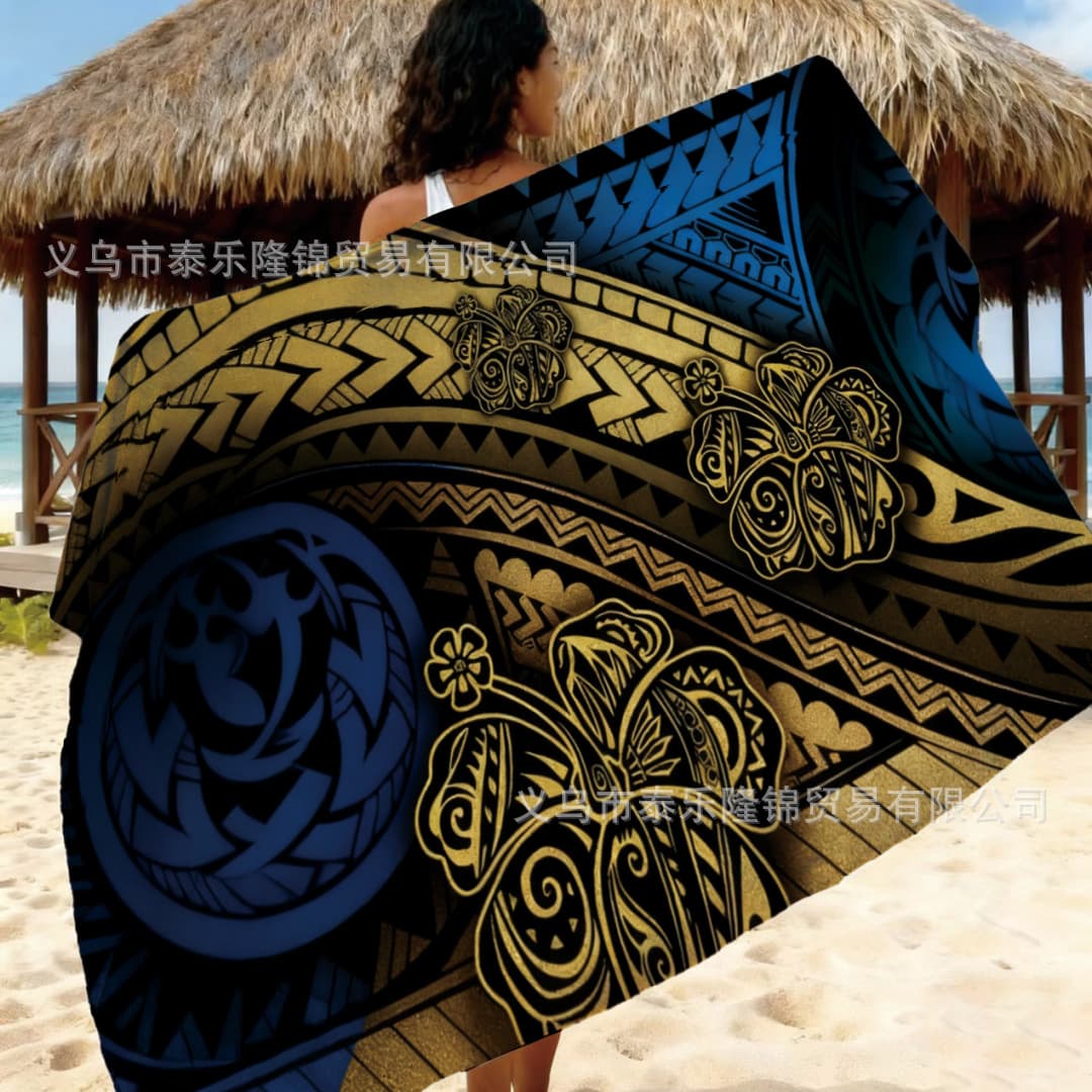 Factory direct sale South Pacific Islands totem print half sarong, Fiji sulu Samoa Lavalava.
