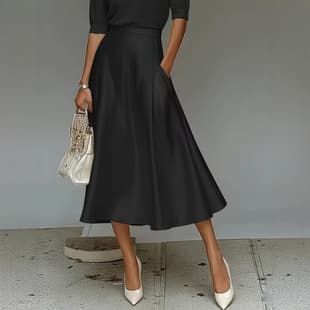 Cross-border women's clothing wholesale, European and American women's A-line skirt, elegant and textured satin midi skirt, long skirt