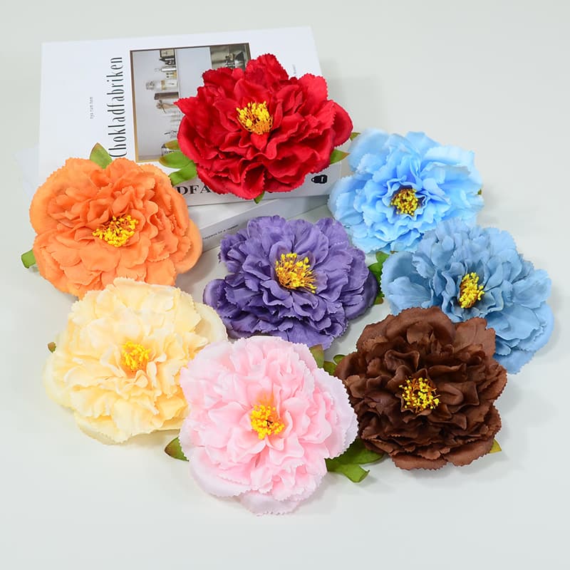 Oil Painting Peony Large Artificial Flower Wholesale Wreath Flower Arrangement Bride Round Fan Making Ancient Costume Headpiece Silk Peony