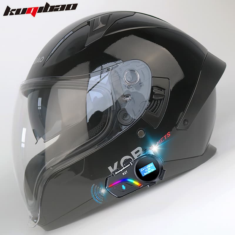 Coolqibao dual-lens motorcycle helmet full-face drinkable 3C certified lightweight four-season ghost helmet with Bluetooth
