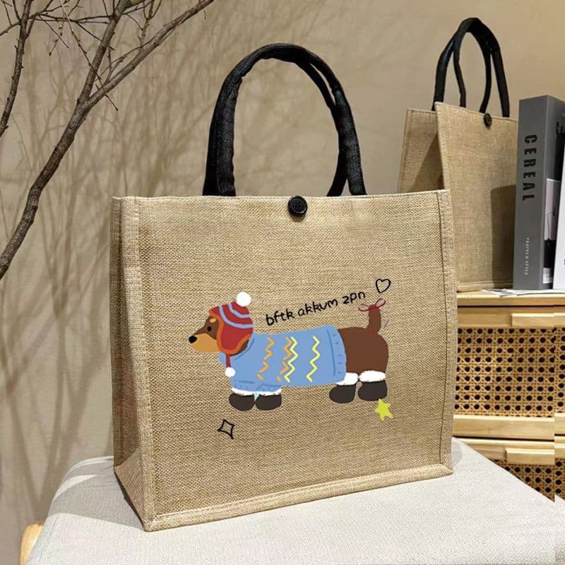 Strictly Selected Linen Tote Bag, Large Capacity Printed, Commuter Shopping Handbag, Mother's Shopping Bag
