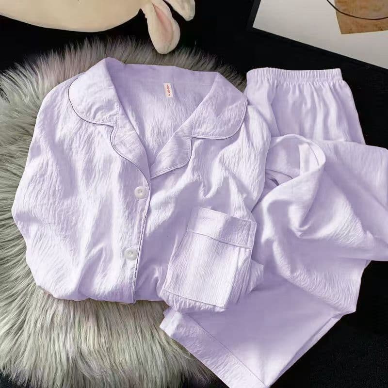 Cute Simple Solid Color Pajamas for Women Short Sleeve Shorts Cloud Cotton Loose Cardigan Plus Size Homewear Wearable Out