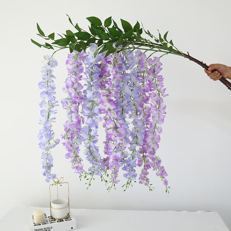 Simulated Giant Wisteria Long Branch Plastic Artificial Flowers Silk Flowers Indoor Landscape Living Room Hanging Decor Wedding Decoration