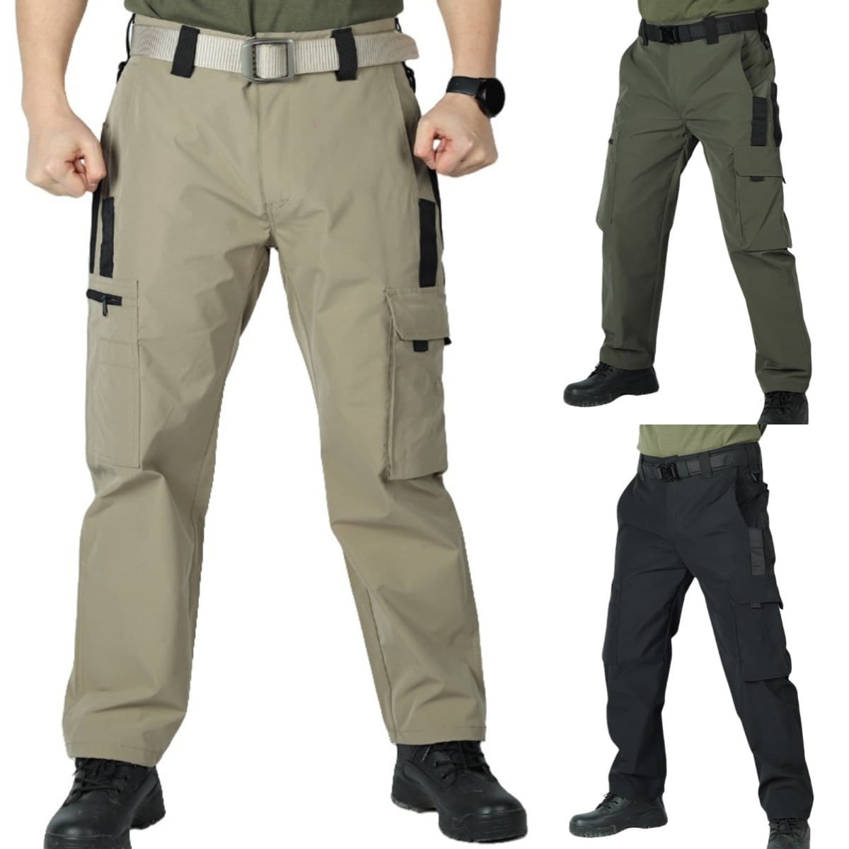 2025 Fall New Color-Block Multi-Functional Outdoor Training Tactical Pants Men's Multi-Pocket Waterproof Straight-Leg Cargo Pants
