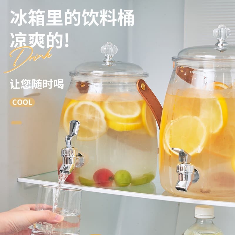 Large Capacity Refrigerator Cold Water Jug with Tap, Fruit Tea Pitcher, Home Water Beverage Bucket, Iced Water Cup, Juice