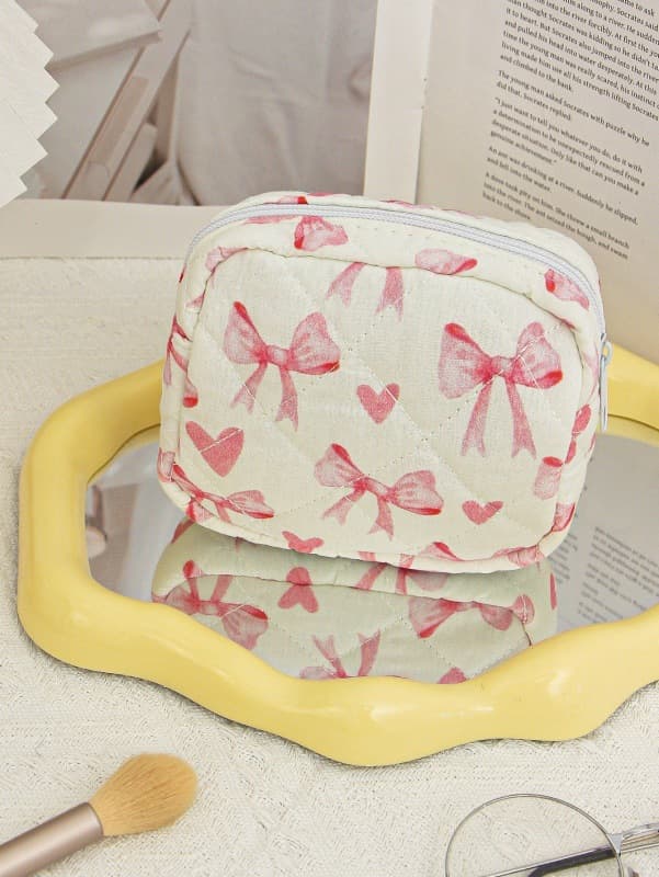 Cute Printed Small Square Cloth Key Pouch for Women, Fresh Style Bag, Campus Style Female Organizer, Multi-functional