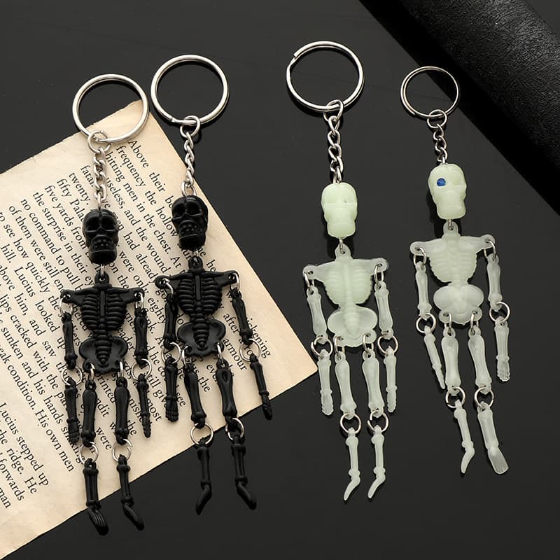 Glow-in-the-Dark Skull Keychain Multi-Joint Skull Earring Drop Earrings Accessories Craft Halloween Ghost Head Keychain