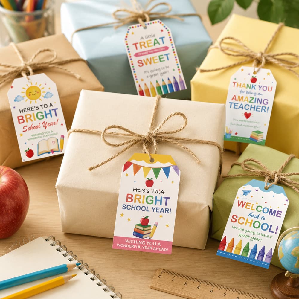 Watercolor Style Back-to-School Hanging Tag English Back to School Gift Tag Teacher Appreciation Thank You Tag